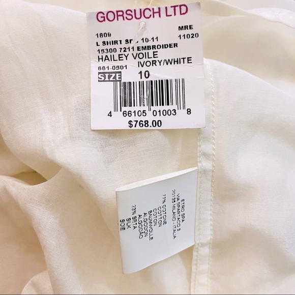 ETRO Hailey Voile Tonal Embroidered Silk Blend Button Front - Picture 8 of 8